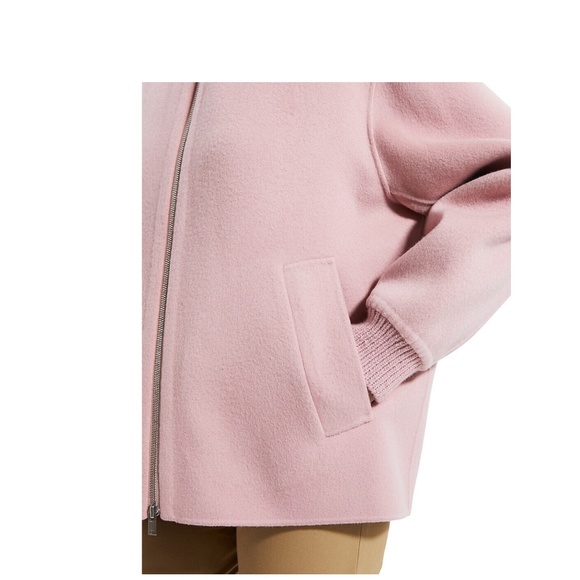Theory Wool-Cashmere Bomber Jacket in Blush - Picture 3 of 5